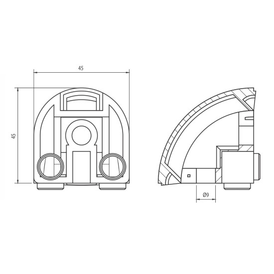 Kockaösszekötő - 45x45-R180-2d - Készlet