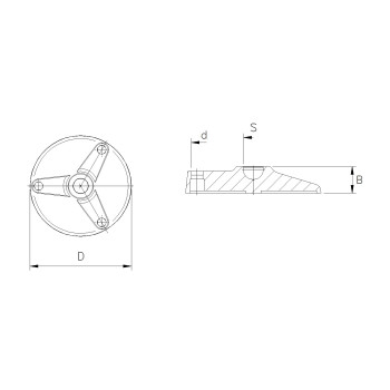 Műanyag gépláb talp d=80mm (13,8) - lefúrható