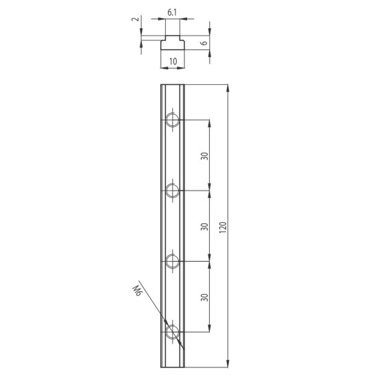 Összekötő elem M6 - L=120mm