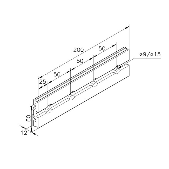 Összekötő profil - 3860 - 50 x 200 x 12
