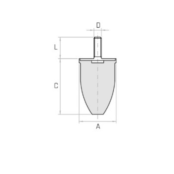 Parabolikus rezgéscsillapító, M16x47-es külső menettel, 100x80mm, 400kg terhelés