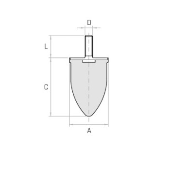 Parabolikus rezgéscsillapító, M8x23-as külső menettel, 40x60mm, 75kg terhelés.