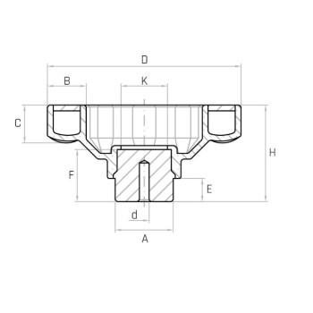 PDA D175 teli kézikerék, d6mm furattal, markolat nélkül, technopolimer.