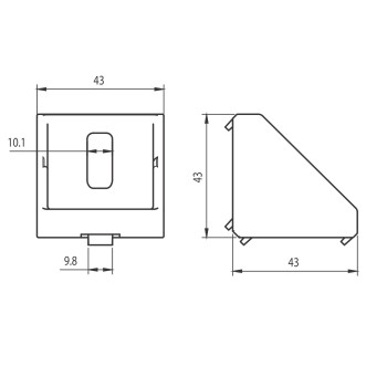 Sarokelem - 43x43 - Alu változat - H10