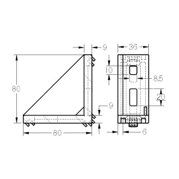 Sarokelem - 80x40 - Alu változat - 8 - 10 - horonyhoz