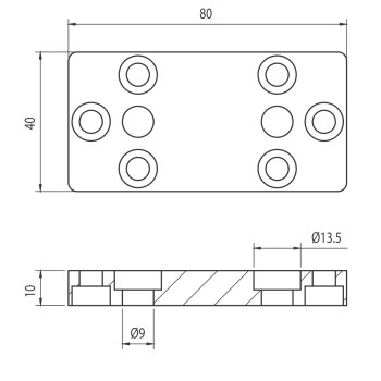 T-csatlakozó - 80x40