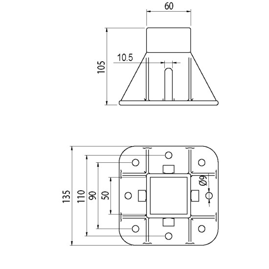 Talp - 50x50-es Aluprofilhoz