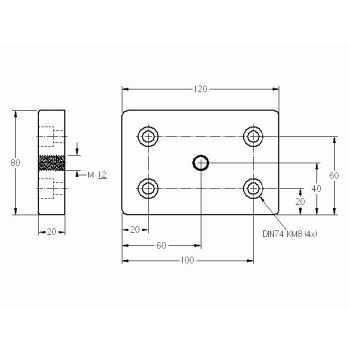 Talplemez - - 120x80 - M12 - Alu