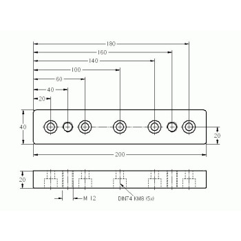 Talplemez -  200x40 - M12 - Alu