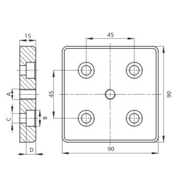 Talplemez - 90x90 - M16 - V2