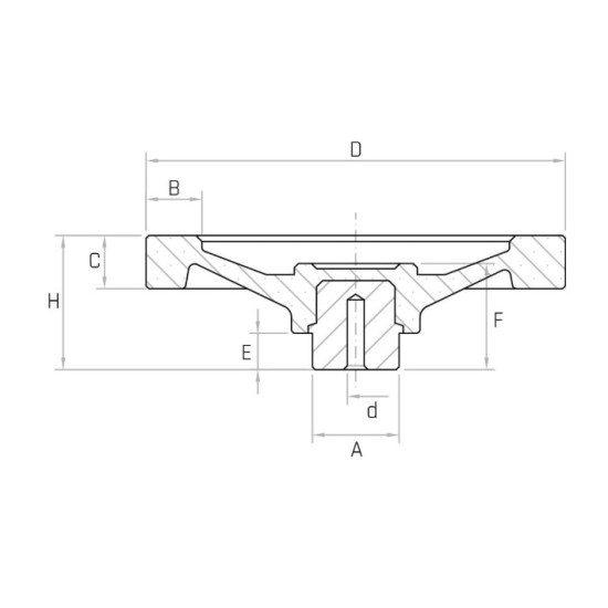 VPR D150 teli kézikerék, d6mm furattal, Duroplast, markolat nélkül.