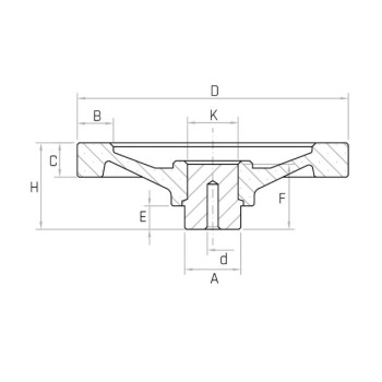 VPR D65 teli kézikerék, d4mm furattal, Duroplast, markolat nélkül.
