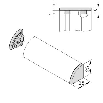 Zárókupak - 25x25 - Íves