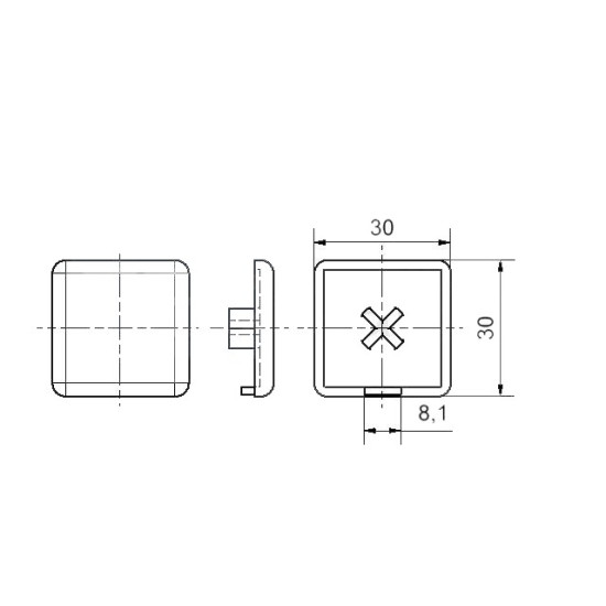 Zárókupak - 30x30 - Fekete