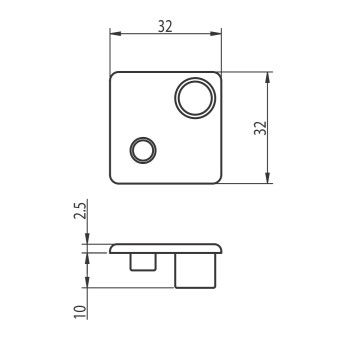 Zárókupak - 32x32-2N90 - Fekete