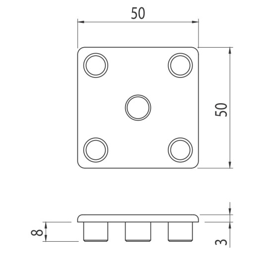 Zárókupak - 50x50 - Szürke -V2