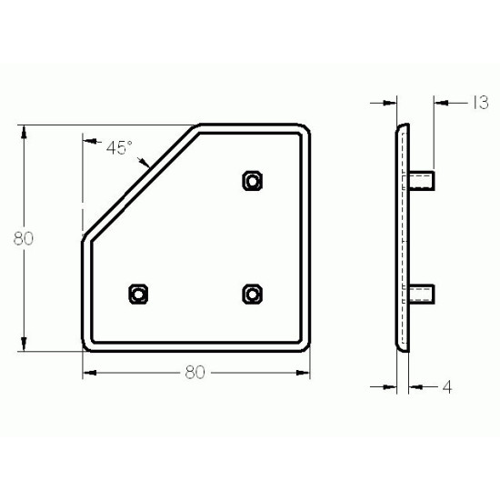 Zárókupak - 80x80 - 45 - Fekete
