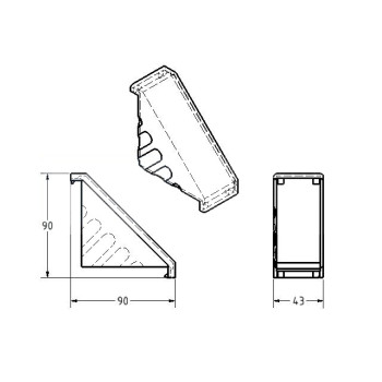 Zárókupak sarokelemekhez - 90x45 - Fekete