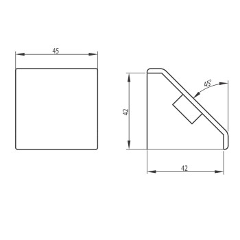Zárókupak sarokelemhez - 43x43 - Szürke